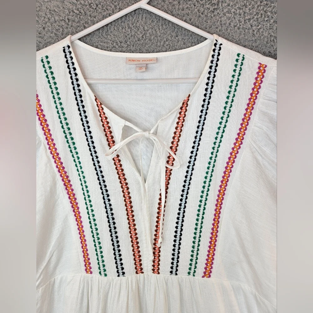 Knox Rose White Midi Dress with Multicolor Embroidery - Picture 5 of 13